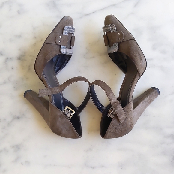 Calvin Klein Suede Leather Shoes with  front decor and 3.5" heels. - Picture 3 of 6